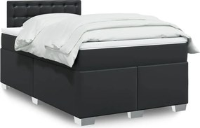 vidaXL Κρεβάτι Boxspring με Στρώμα Μαύρο 120x190εκ.από Συνθετικό Δέρμα