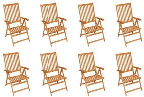 Καρέκλες Κήπου Ανακλινόμενες 8 τεμ. από Μασίφ Ξύλο Teak