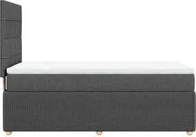vidaXL Κρεβάτι Boxspring με Στρώμα Σκούρο Γκρι 90x200 εκ. Υφασμάτινο