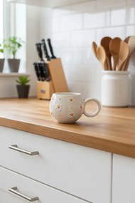 Stewehome χειροποίητη κεραμική κούπα με ανάγλυφο σχέδιο μαργαρίτας Λευκό