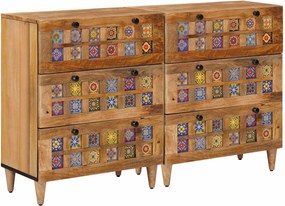 vidaXL Πλαϊνό γραφείο 2 τμχ. 60 x 33 x 75 cm Στερεό ξύλο μάνγκο Φυσικό