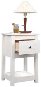 vidaXL Κομοδίνα 2 τεμ. Λευκό 40 x 35 x 61,5 εκ. από Μασίφ Ξύλο Πεύκου