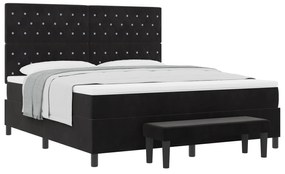 vidaXL Κρεβάτι με Βαλίτσα και Στρώμα Μαύρο 180x200 εκ Βελούδο