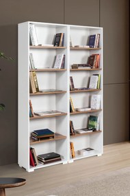 Βιβλιοθήκη Λευκό / Καρυδί DODREFO 120x30x2