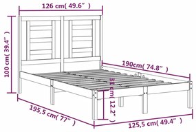 ΠΛΑΙΣΙΟ ΚΡΕΒΑΤΙΟΥ ΛΕΥΚΟ 120X190 ΕΚ. ΜΑΣΙΦ ΞΥΛΟ 4FT SMALL DOUBLE 3104319