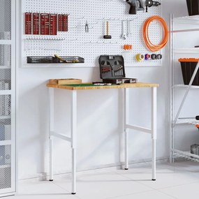 vidaXL Πάγκος Εργασίας Ορθογώνιος 100x60x(71,5-98) εκ Μασίφ Ξύλο Δρυός