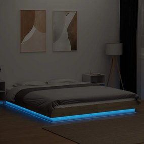 vidaXL Πλαίσιο Κρεβατιού με LED Sonoma Δρυς 150x200εκ. Επεξ. Ξύλο