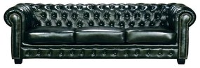 CHESTERFIELD Birmingham Καναπές 4Θέσιος Σαλονιού Καθιστικού, Δέρμα AntiqueGreen 241x92x74cm