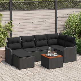 vidaXL Σετ Καναπέ Κήπου 7 pcs Μαύρο Μεγάλο