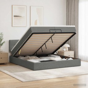 vidaXL Κρεβάτι Ottoman με Στρώμα και LED Σκούρο Γκρι 200 x 200 cm