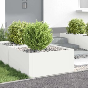 vidaXL Περίγραμμα γκαζόν 4 τμχ. 60 x 60 x 35 cm Ατσάλι Λευκό