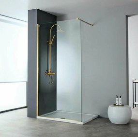 Διαχωριστικό Κρύσταλλο Ντουζιέρας Clean Glass Μ107-109 εκ. Υ200εκ.με βραχίονα Gold Brushed PVD Devon Iwis Walk-in IW110C-211