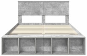 vidaXL Σκελετός Κρεβατιού με ράφι Σκυρόδεμα Γκρι 150 x 200 cm