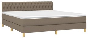Κρεβάτι Boxspring με Στρώμα &amp; LED Taupe 180x200 εκ. Υφασμάτινο 3133977