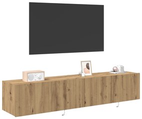 vidaXL Καλόγεροι Τηλεόρασης με Φώτα LED 2 τεμ Κατασκευαστής Δρύς 80x35x31 εκ
