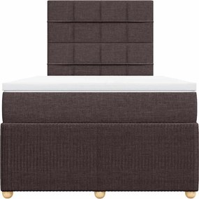 vidaXL Κρεβάτι Boxspring με Στρώμα Σκούρο Καφέ 120x190 εκ Υφασμάτινο