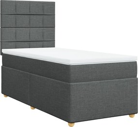 vidaXL Κρεβάτι Boxspring με Στρώμα Σκούρο Γκρι 90x200 εκ. Υφασμάτινο