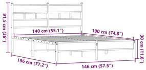 Πλαίσιο κρεβατιού χωρίς στρώμα καφέ δρυς 140x190 cm - Καφέ