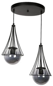 Two-light ceiling lamp Karmno black metal 33x20x89cm 33x20x89 εκ.