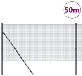 vidaXL Συρματόπλεγμα με 13 Στύλους Γκρι 1x50 μ Χάλυβα