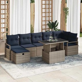 vidaXL Σετ Καναπέ Κήπου με μαξιλάρι 8 pcs Γκρι Πολυ ράταν