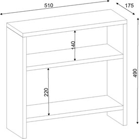 Τραπεζάκι βοηθητικό Silvanus Megapap χρώμα λευκό 51x17,5x49εκ.