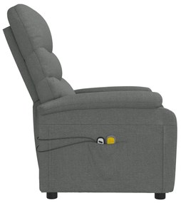 vidaXL Πολυθρόνα Μασάζ Ηλεκτρική Σκούρο Γκρι Υφασμάτινη