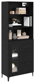 vidaXL Highboard Μαύρη Οξυά 69,5 x 34 x 180 εκ. Επεξεργασμένο ξύλο