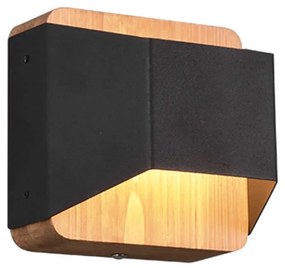 Φωτιστικό Τοίχου - Απλίκα Arino 224810132 4,3W Led 12x12cm Black Mat Trio Lighting Μέταλλο,Ξύλο