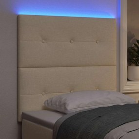 vidaXL LED κεφαλάρι με φώτα λωρίδας LED Κρεμ 90 cm Πολυεστέρας