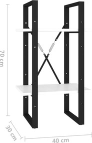 vidaXL Βιβλιοθήκη με 2 Ράφια Λευκή 40 x 30 x 70 εκ. από Επεξ. Ξύλο
