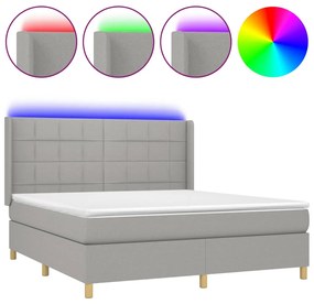 vidaXL Κρεβάτι Boxspring με Στρώμα &amp; LED Αν.Γκρι 160x200εκ. Υφασμάτινο