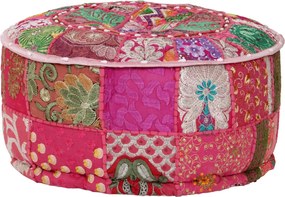 vidaXL Πουφ Patchwork Στρογγυλό Χειροποίητο Ροζ 40 x 20 εκ. Βαμβάκι