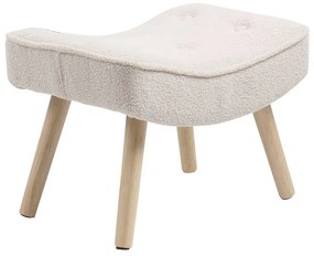 WOODWELL ALMA Σκαμπό - Υποπόδιο, Teddy Ύφασμα Άσπρο, Πόδια Φυσικό, K/D 52x38x35cm Ε7141,11