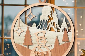 Σετ των 3 Intra απο ξύλο plywood 3mm-4mm πάχος Τρισδιάστατο χριστουγεννιάτικο στολίδι Δίασταση 8x8 cm INTRAFABR-110378232