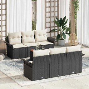 vidaXL Σετ Καναπέ Κήπου 7 pcs Μαύρο Πολυ ράταν