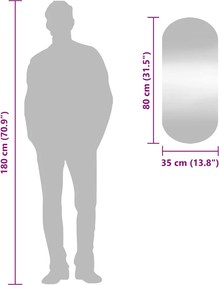 vidaXL Καθρέφτης Τοίχου Οβάλ 35 x 80 εκ. από Γυαλί