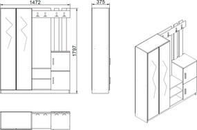 Έπιπλο Εισόδου Πεύκο Atlantic / Ανθρακί DD8 147,2x37,5x179,7