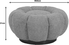 Σκαμπό Nester pakoworld μπουκλέ ύφασμα σε λευκή απόχρωση Φ60x31εκ