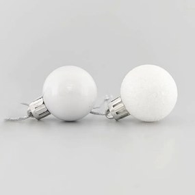 Eurolamp Μπάλα Πλαστική Φ3cm Σετ 27τμχ (9 Περλέ-18 Glitter) Λευκό 600-42643