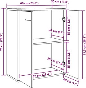 vidaXL Ντουλάπι Γκρι του Σκυροδέματος 60 x 30 x 75 εκ. από Επεξ. Ξύλο