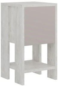 Κομοδίνο Ema pakoworld χρώμα λευκό antique-μόκα 30x30x55εκ