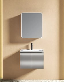 Martin Hera HDPE 60 Light Grey - Αδιάβροχος Πάγκος με Νιπτήρα &amp; Κρυφοντούλαπο LED
