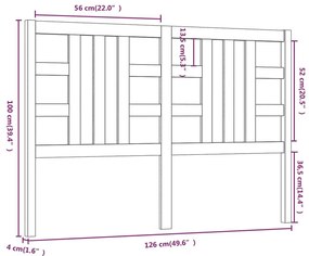 Κεφαλάρι Κρεβατιού Μελί 126 x 4 x 100 εκ. από Μασίφ Ξύλο Πεύκου - Καφέ