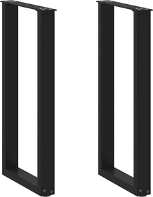 vidaXL Πόδια Κονσόλας σε Σχήμα U 2 τεμ. Μαύρο 38x(72-73) εκ. Ατσάλι