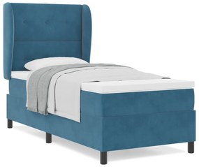 vidaXL κρεβάτι box spring με στρώμα  σε σκούρο μπλε 90x190 εκ. βελούδο