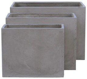 WOODWELL Ε6301,SFLOWER POT-2 Set 3 τεμαχίων Cement Grey 50x20x40 - 60x30x45 - 70x40x50 Ε6301,S