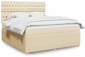 vidaXL Κρεβάτι Boxspring με Στρώμα Κρεμ 180x200 εκ. Υφασμάτινο