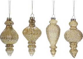 Χριστουγεννιάτικο Γυάλινο Κρεμαστό Χρυσό 13.5cm Σε 4 Σχέδια