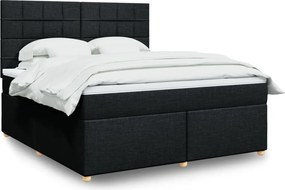 vidaXL Κρεβάτι Boxspring με Στρώμα Μαύρο 180x200 εκ. Υφασμάτινο